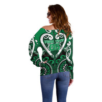 Custom Aotearoa Ngati Maniapoto Off Shoulder Sweater Maori Tribal Pattern