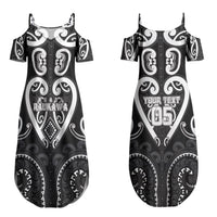 Custom Aotearoa Ngati Raukawa Couples Matching Summer Maxi Dress and Long Sleeve Button Shirt Maori Tribal Pattern