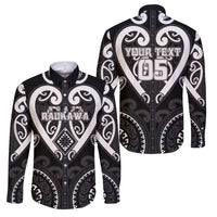 Custom Aotearoa Ngati Raukawa Family Matching Off The Shoulder Long Sleeve Dress and Hawaiian Shirt Maori Tribal Pattern LT05 Dad's Shirt - Long Sleeve Black - Polynesian Pride