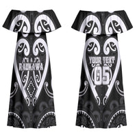 Custom Aotearoa Ngati Raukawa Family Matching Off Shoulder Maxi Dress and Hawaiian Shirt Maori Tribal Pattern