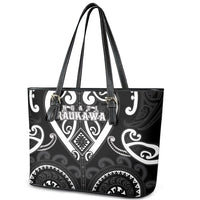 Aotearoa Ngati Raukawa Leather Tote Bag Maori Tribal Pattern