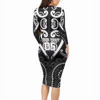 Custom Aotearoa Ngati Raukawa Long Sleeve Bodycon Dress Maori Tribal Pattern LT05 - Polynesian Pride