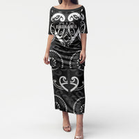Custom Aotearoa Ngati Raukawa Puletasi Maori Tribal Pattern LT05 Long Dress Black - Polynesian Pride