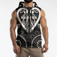 Custom Aotearoa Ngati Raukawa Sleeveless Zip Hoodie Maori Tribal Pattern