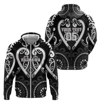 Custom Aotearoa Ngati Raukawa Zip Hoodie Maori Tribal Pattern