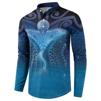 Polynesia Manta Ray Button Sweatshirt Let's The Sea Set You Free LT05 - Polynesian Pride