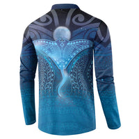 Polynesia Manta Ray Button Sweatshirt Let's The Sea Set You Free LT05 - Polynesian Pride