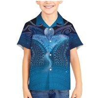 Polynesia Manta Ray Family Matching Mermaid Dress and Hawaiian Shirt Let's The Sea Set You Free LT05 Son's Shirt Blue - Polynesian Pride