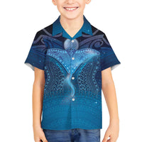 Polynesia Manta Ray Family Matching Off Shoulder Short Dress and Hawaiian Shirt Let's The Sea Set You Free - Polynesian Pride