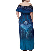 Polynesia Manta Ray Off Shoulder Maxi Dress Let's The Sea Set You Free - Polynesian Pride