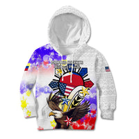 Filipino American History Month Kid Hoodie The Eight-Rayed Sun Flags With Bald Eagle LT05 White - Polynesian Pride