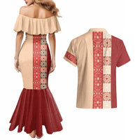 Papua New Guinea Couples Matching Mermaid Dress and Hawaiian Shirt Oro Tapa Pattern