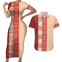 Papua New Guinea Couples Matching Short Sleeve Bodycon Dress and Hawaiian Shirt Oro Tapa Pattern