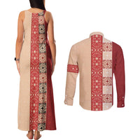 Papua New Guinea Couples Matching Tank Maxi Dress and Long Sleeve Button Shirt Oro Tapa Pattern