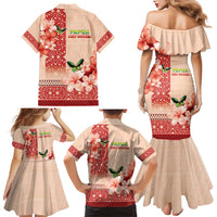 Papua New Guinea Oro Province Family Matching Mermaid Dress and Hawaiian Shirt Oro Birdwing Butterfly