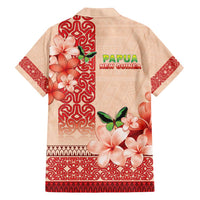 Papua New Guinea Oro Province Family Matching Off Shoulder Short Dress and Hawaiian Shirt Oro Birdwing Butterfly