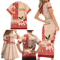 Papua New Guinea Oro Province Family Matching Short Sleeve Bodycon Dress and Hawaiian Shirt Oro Birdwing Butterfly