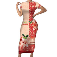 Papua New Guinea Oro Province Family Matching Short Sleeve Bodycon Dress and Hawaiian Shirt Oro Birdwing Butterfly