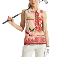 Papua New Guinea Oro Province Women Sleeveless Polo Shirt Oro Birdwing Butterfly