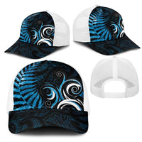 New Zealand Sea Week Mesh Trucker Cap Maori Wave Pattern Ocean Blue LT05 - Polynesian Pride