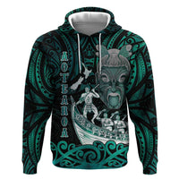 Personalised New Zealand Waka Racing Zip Hoodie Maori Warriors LT05 Pullover Hoodie Green - Polynesian Pride
