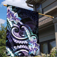 Polynesian Art Tattoo Garden Flag Plumeria Flowers Turquoise Gradient