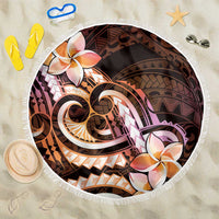 Polynesian Art Tattoo Beach Blanket Plumeria Flowers Peach Gradient