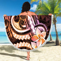 Polynesian Art Tattoo Beach Blanket Plumeria Flowers Peach Gradient