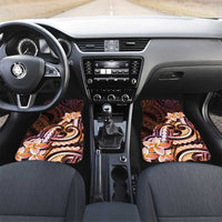 Polynesian Art Tattoo Car Mats Plumeria Flowers Peach Gradient