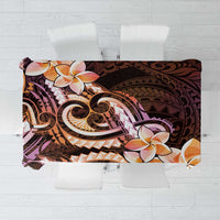 Polynesian Art Tattoo Tablecloth Plumeria Flowers Peach Gradient
