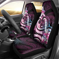 Polynesian Art Tattoo Car Seat Cover Plumeria Flowers Pink Gradient
