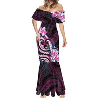 Polynesian Art Tattoo Mermaid Dress Plumeria Flowers Pink Gradient LT05 - Polynesian Pride