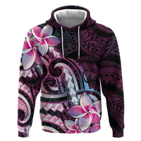 Polynesian Art Tattoo Zip Hoodie Plumeria Flowers Pink Gradient LT05 Pullover Hoodie Pink - Polynesian Pride