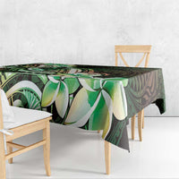 Polynesian Art Tattoo Tablecloth Plumeria Flowers Green Gradient