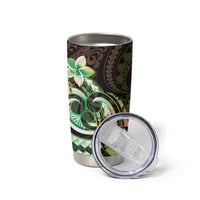 Polynesian Art Tattoo Tumbler Cup Plumeria Flowers Green Gradient LT05 - Polynesian Pride