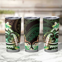 Polynesian Art Tattoo Tumbler Cup Plumeria Flowers Green Gradient LT05 - Polynesian Pride