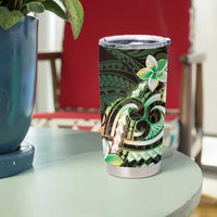 Polynesian Art Tattoo Tumbler Cup Plumeria Flowers Green Gradient LT05 - Polynesian Pride