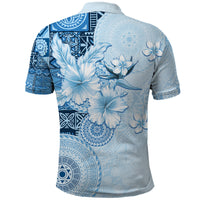 Hawaii Tapa Pattern With Blue Hibiscus Polo Shirt