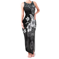 Hawaii Tapa Pattern With Black Hibiscus Family Matching Tank Maxi Dress and Hawaiian Shirt