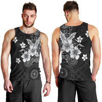 Hawaii Tapa Pattern With Black Hibiscus Men Tank Top