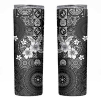Hawaii Tapa Pattern With Black Hibiscus Skinny Tumbler
