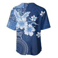 Hawaii Tapa Pattern With Navy Hibiscus Baseball Jersey