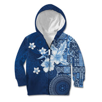 Hawaii Tapa Pattern With Navy Hibiscus Kid Hoodie