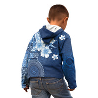 Hawaii Tapa Pattern With Navy Hibiscus Kid Hoodie