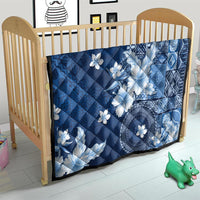 Hawaii Tapa Pattern With Navy Hibiscus Quilt