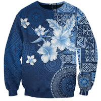 Hawaii Tapa Pattern With Navy Hibiscus Sweatshirt