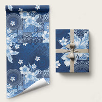 Hawaii Tapa Pattern With Navy Hibiscus Wrapping Paper - Polynesian Pride
