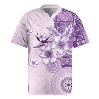 Hawaii Tapa Pattern With Violet Hibiscus Rugby Jersey
