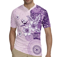 Hawaii Tapa Pattern With Violet Hibiscus Rugby Jersey