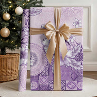 Hawaii Tapa Pattern With Violet Hibiscus Wrapping Paper - Polynesian Pride